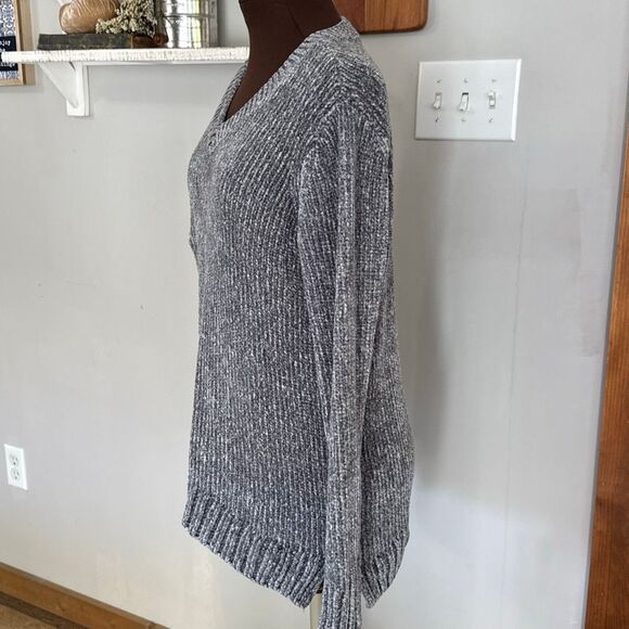 Orvis chenille v neck sweater womens size medium gray cozy soft warm comfy winte - Picture 4 of 9